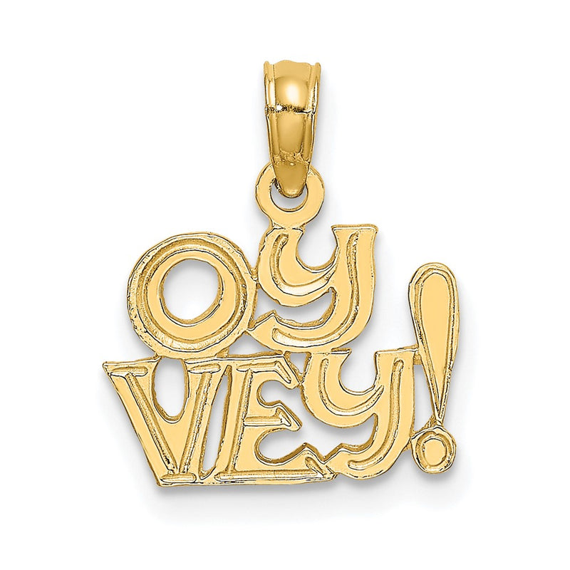 10K Yellow Gold 10K Polished And Engraved Oy Vey Charm