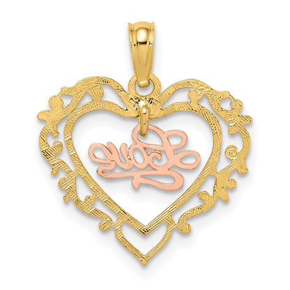 10K Two-Tone 10K Two-Tone Love In Heart Charm