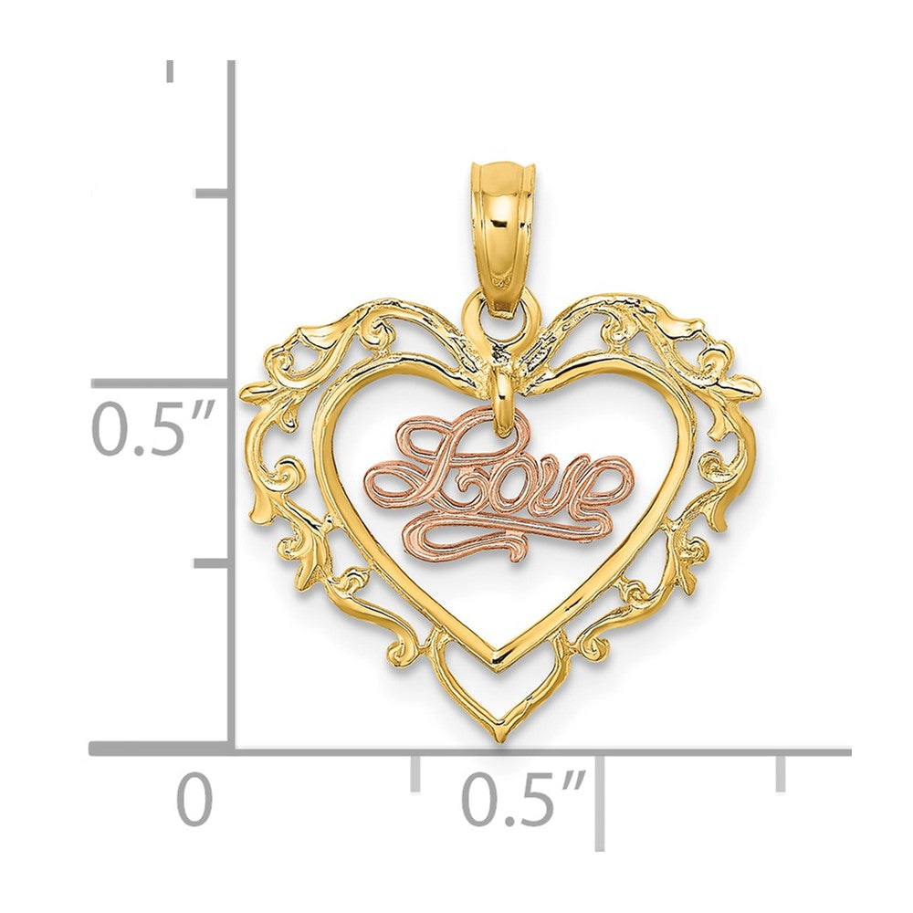 10K Two-Tone 10K Two-Tone Love In Heart Charm