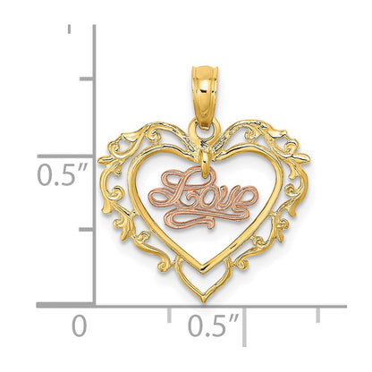10K Two-Tone 10K Two-Tone Love In Heart Charm