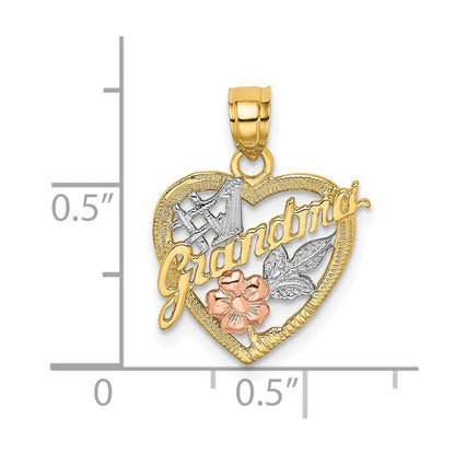 10K Two-Tone 10K W/White Rhodium #1 Grandma In Heart Charm