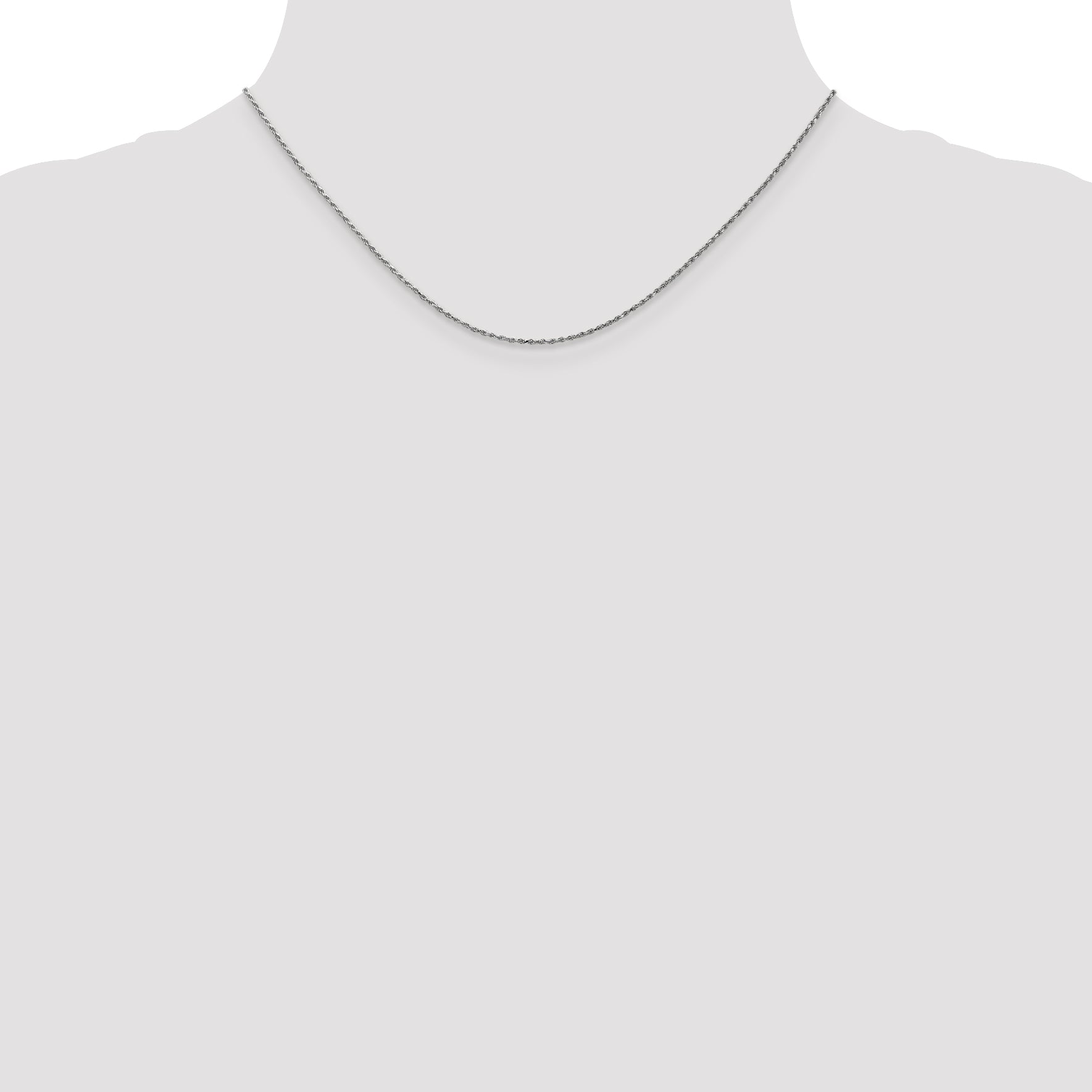 10K White Gold .95mm Carded Cable Rope Chain