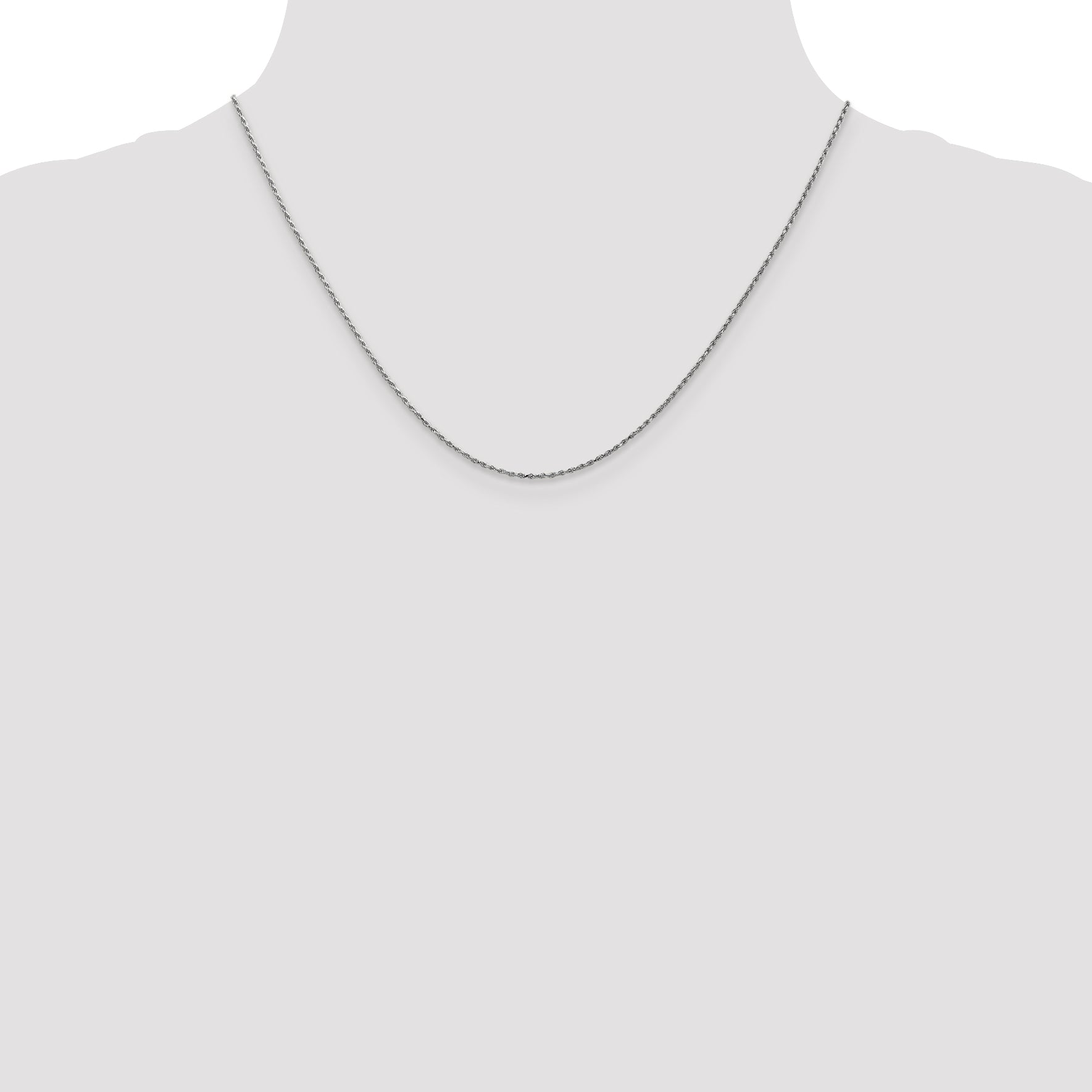 10K White Gold .95mm Carded Cable Rope Chain