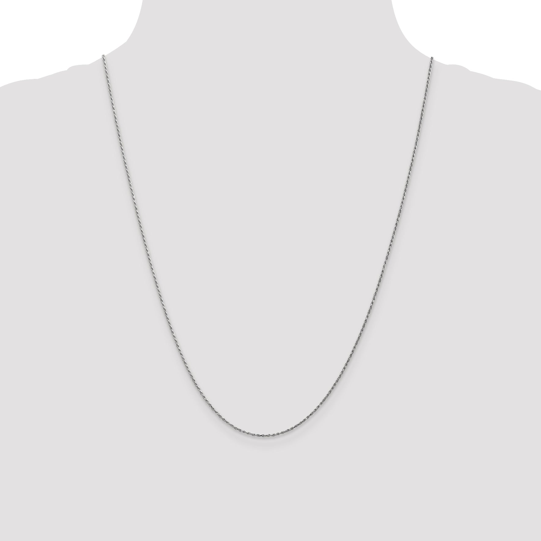 10K White Gold .95mm Carded Cable Rope Chain