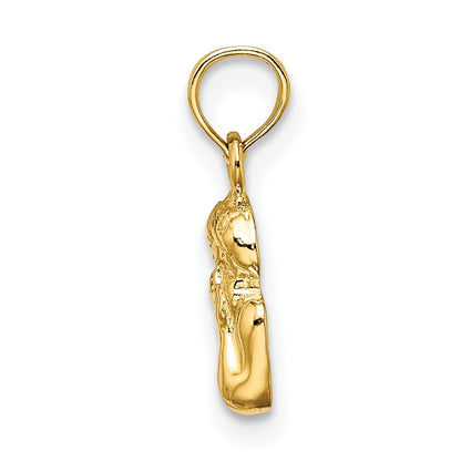 10K Yellow W/Rhodium 10K Angel Resting On Elbow W/ Rhodium Wing Charm