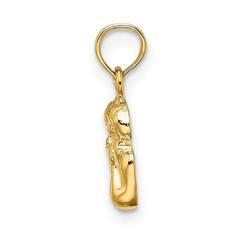 10K Yellow W/Rhodium 10K Angel Resting On Elbow W/ Rhodium Wing Charm