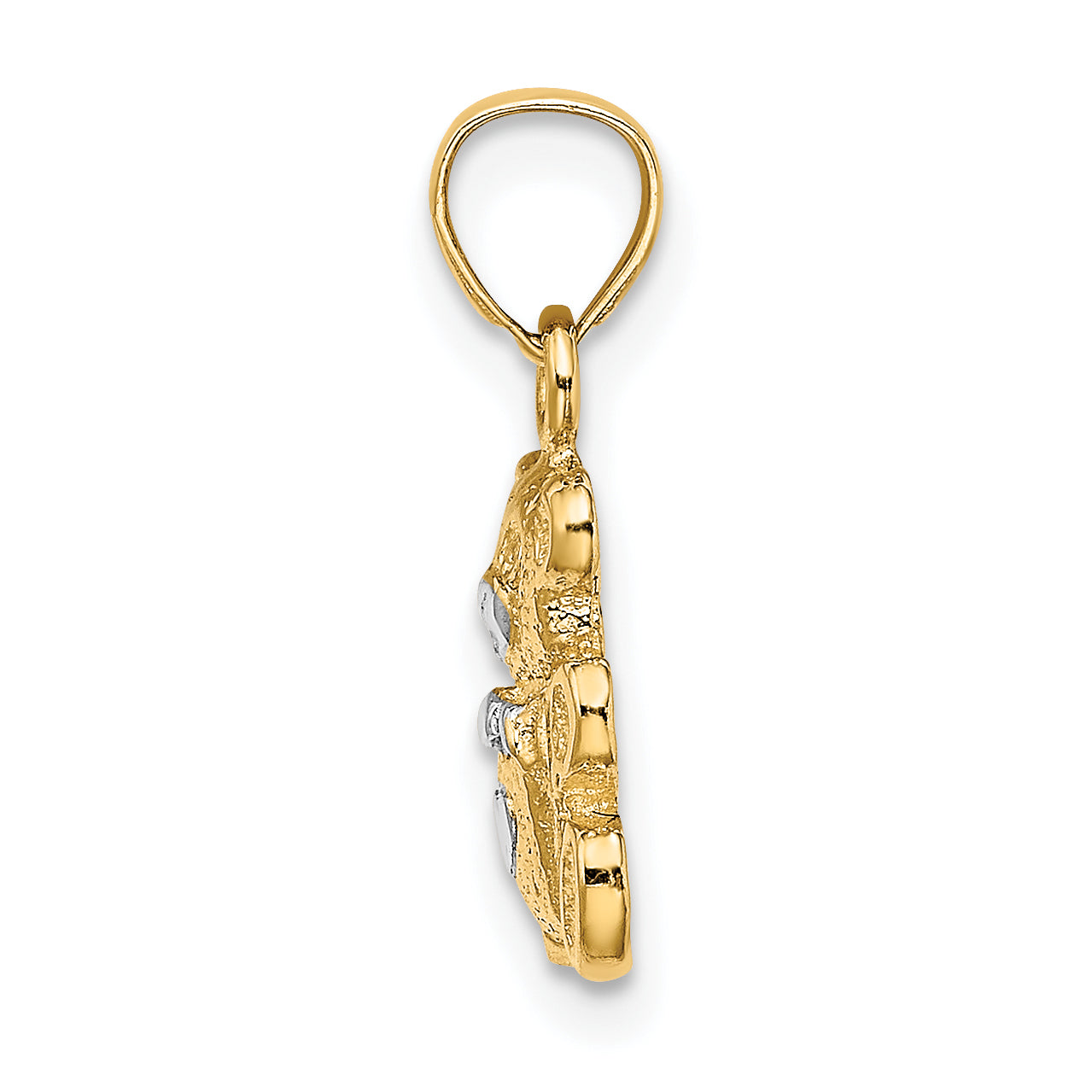 10K Yellow W/Rhodium Teddy Bear Charm