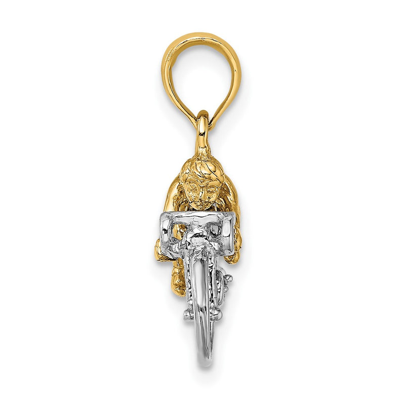10K Yellow W/Rhodium 10K W/ Rhodium 3-D Bicycle With Rider Charm
