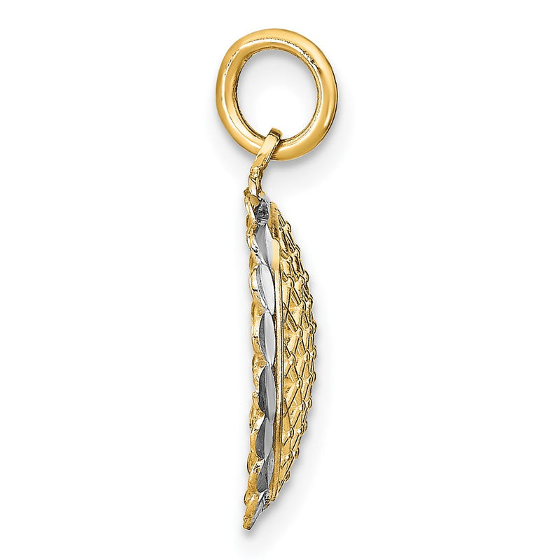 10K Yellow W/Rhodium 10K D/C Sunflower Pendant Charm