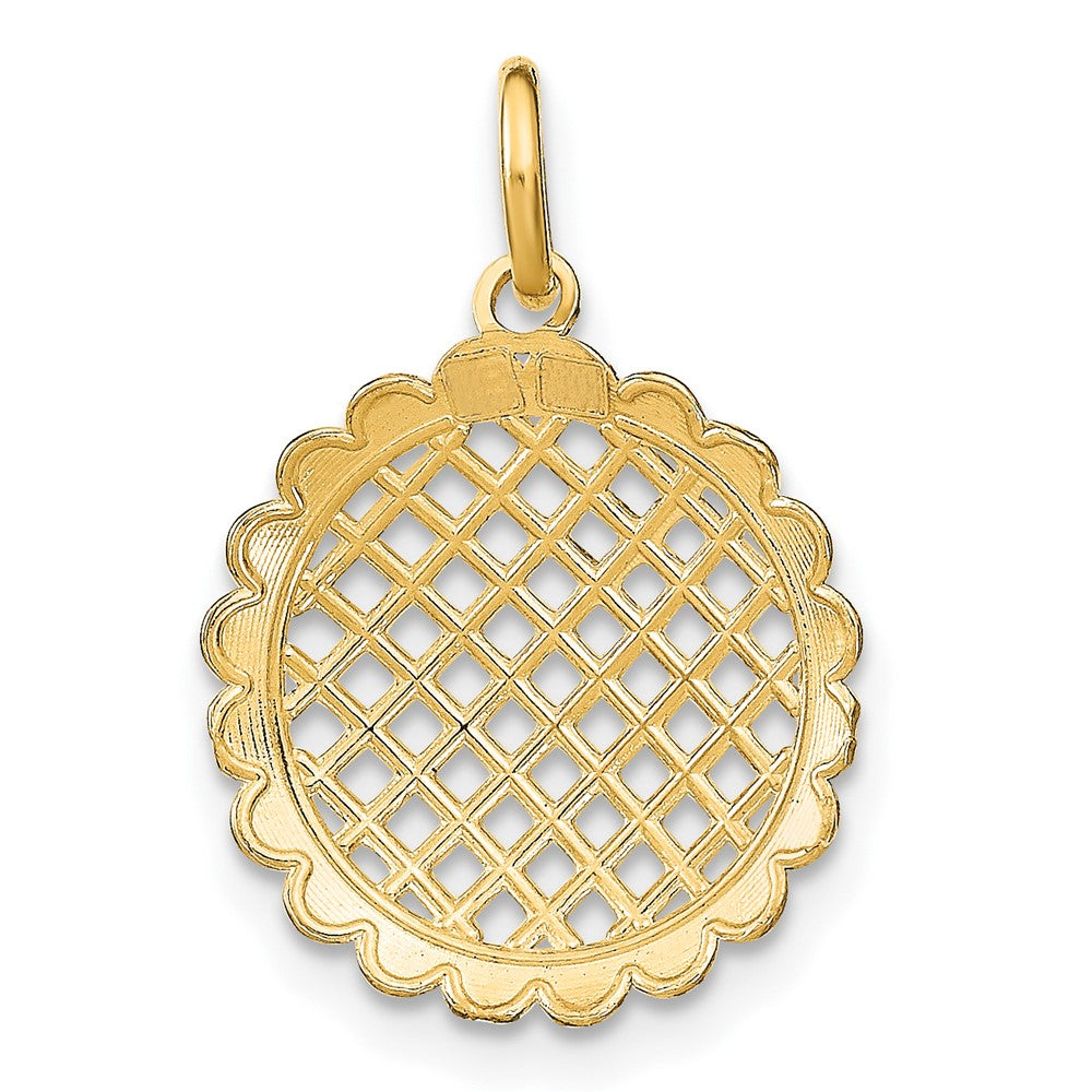 10K Yellow W/Rhodium 10K D/C Sunflower Pendant Charm