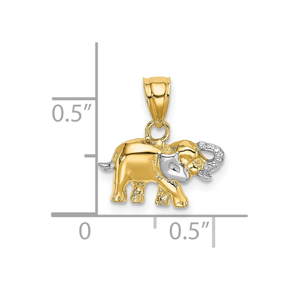 10K Yellow W/Rhodium W/ Rhodium Small Elephant Charm