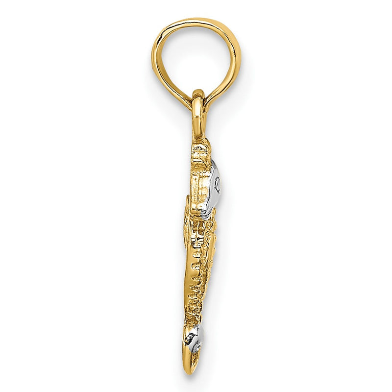 10K Yellow W/Rhodium 10K 2-D Seahorse Charm