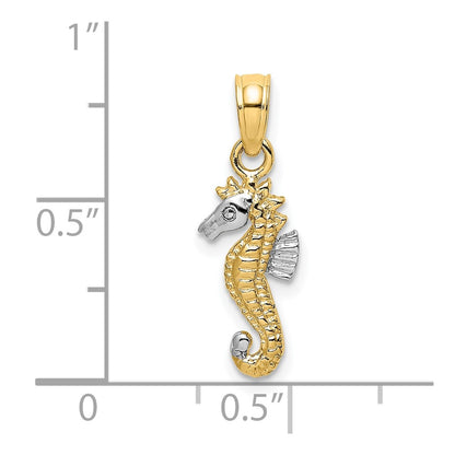 10K Yellow W/Rhodium 10K 2-D Seahorse Charm