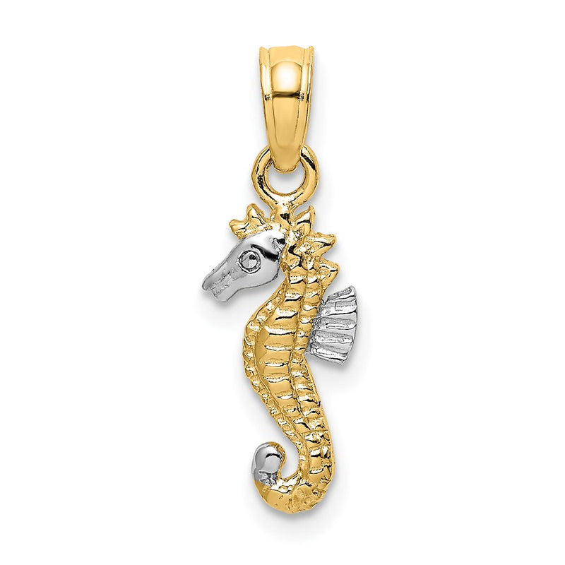 10K Yellow W/Rhodium 10K 2-D Seahorse Charm