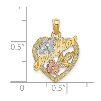 10K Two-Tone 10K W/White Rhodium #1 Mother Heart Charm