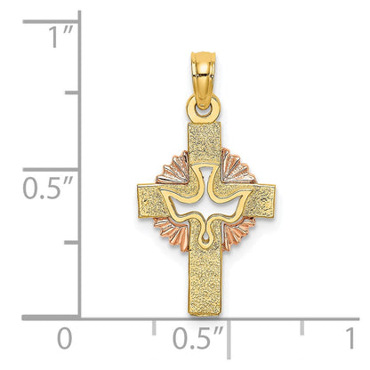 10K Two-Tone 10K Two-Tone Cut-Out Dove On Cross Charm