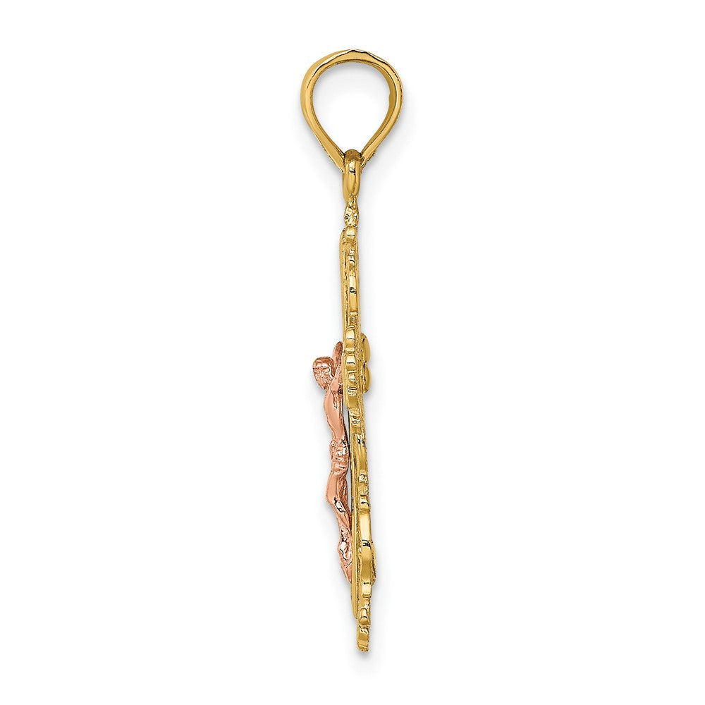10K Two-Tone 10K Two-Tone Crucifix W/ Lace Trim Charm