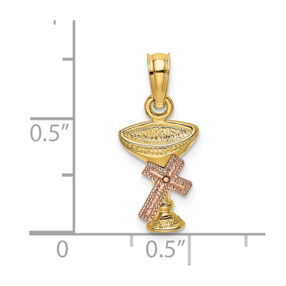 10K Two-Tone 10K Two-Tone Communion Cup W/ Cross Charm