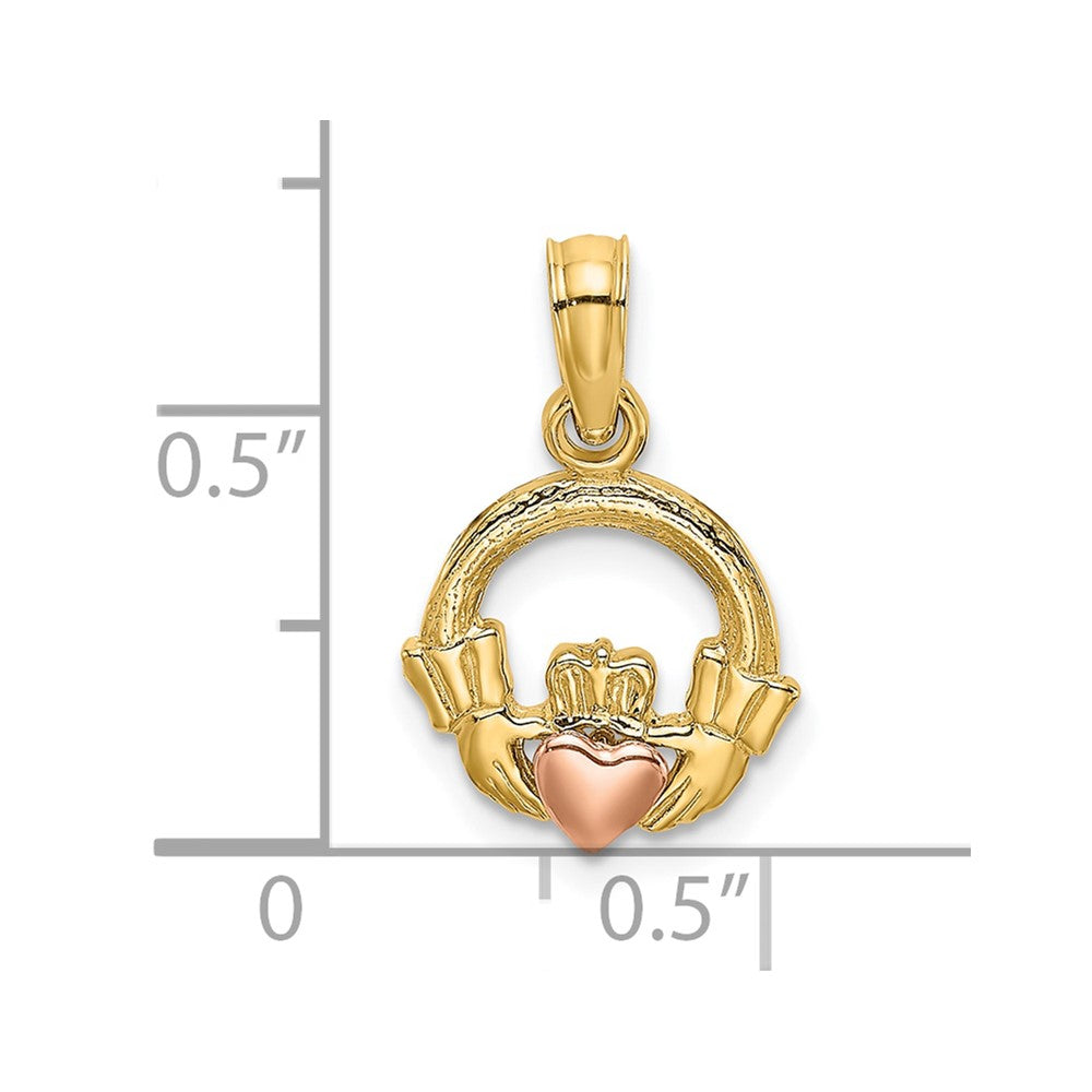 10K Two-Tone Two-Tone Claddagh W/ Heart Charm