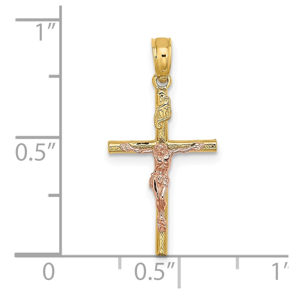 10K Two-Tone Two-Tone Cross Crucifix Charm
