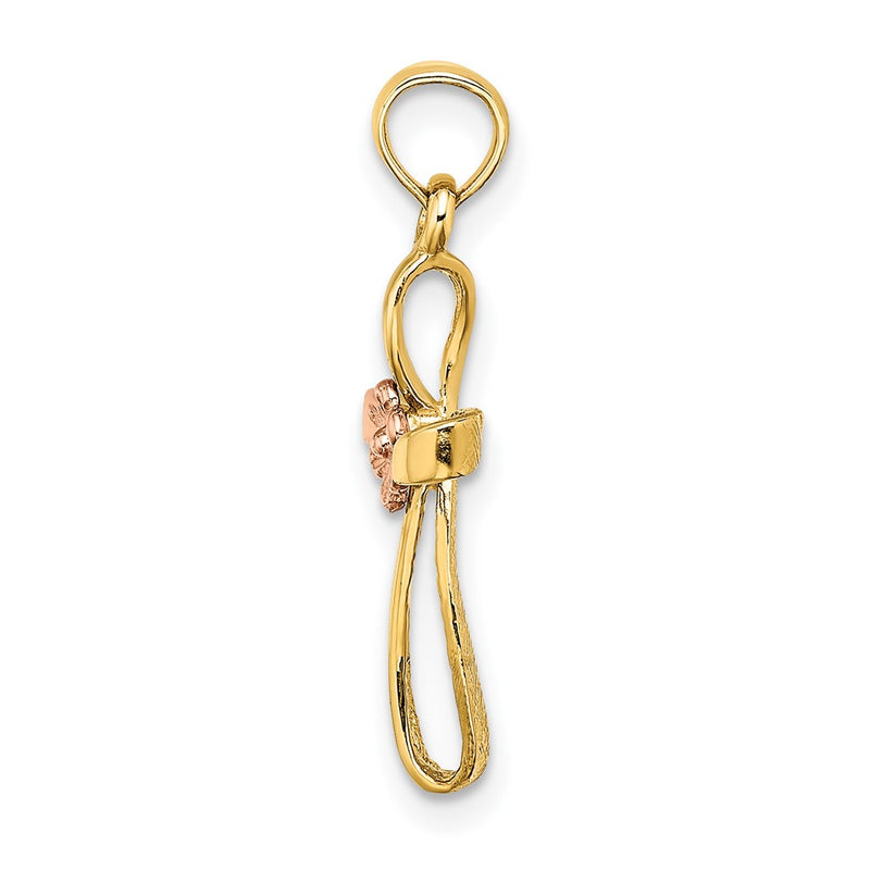 10K Two-Tone 10K Two-Tone Twisted Cross W/ Heart Charm