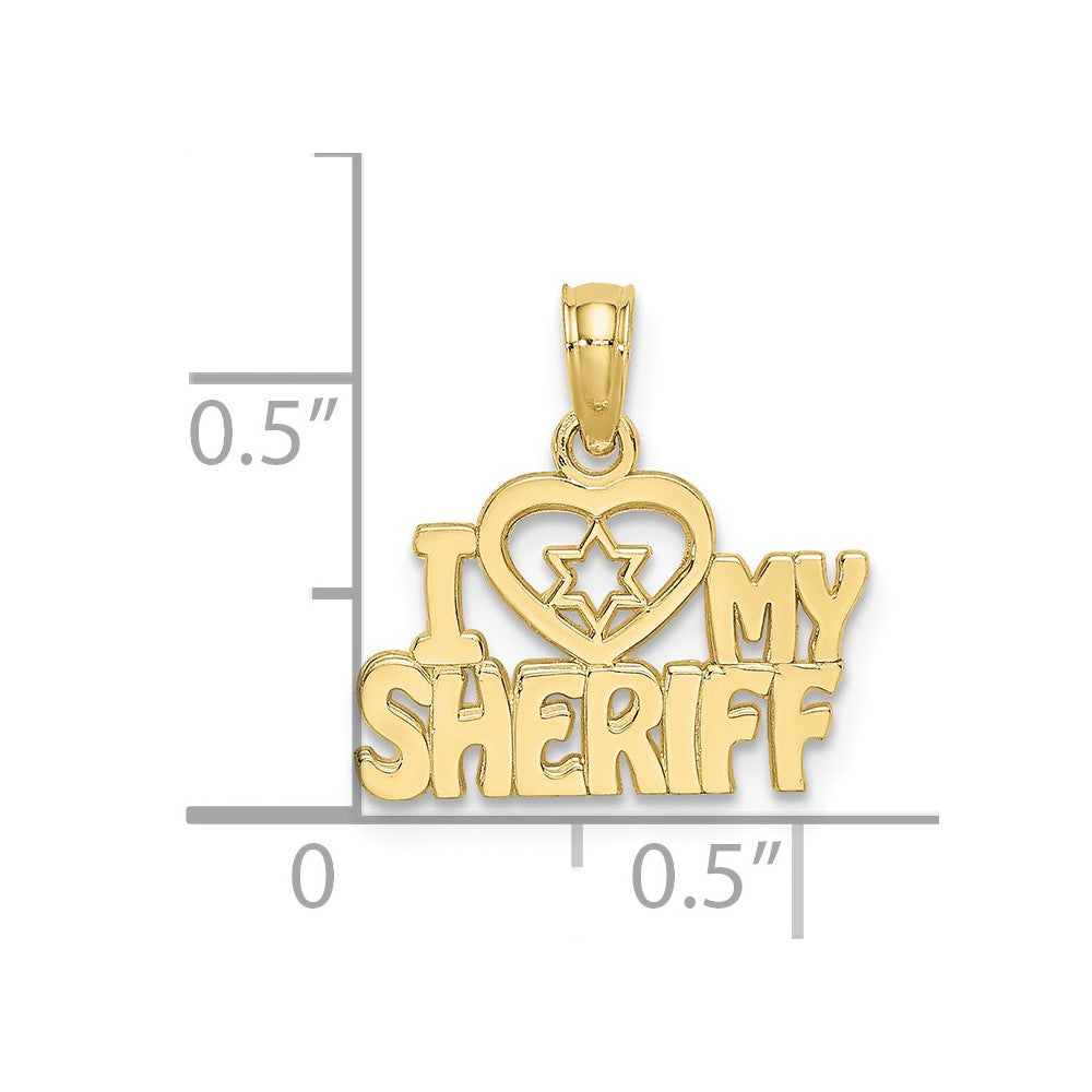10K Yellow Gold I Heart My Sheriff Charm