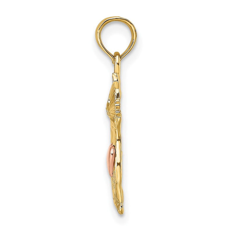10K Two-Tone Two-Tone Cat W/ Heart Charm