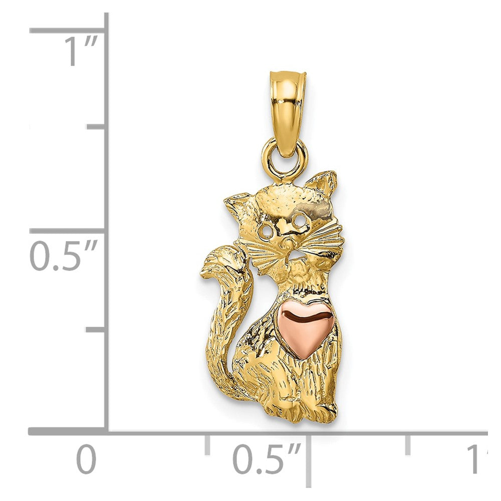 10K Two-Tone Two-Tone Cat W/ Heart Charm
