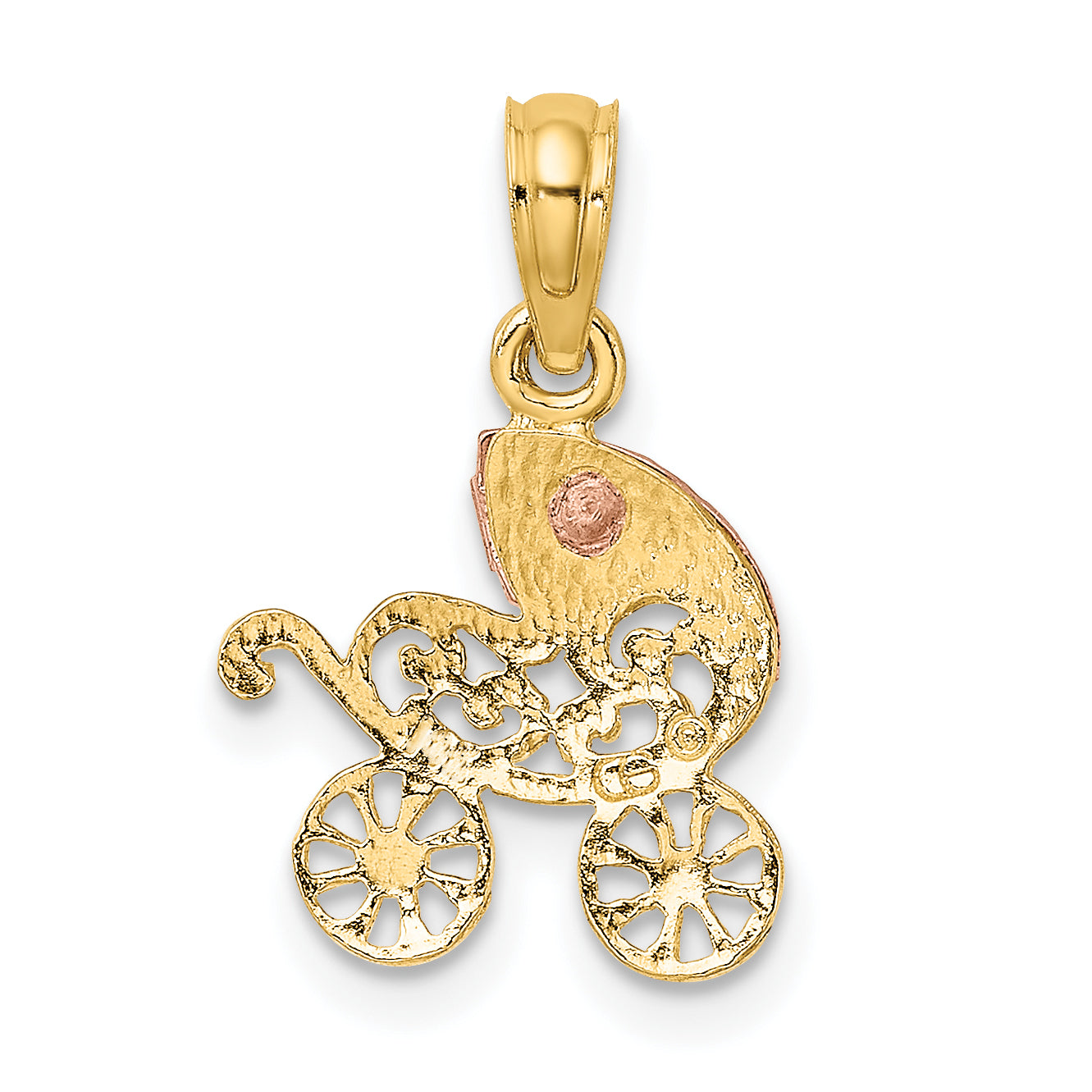 10K Two-Tone Two-Tone Baby Carriage W/ Visor Charm