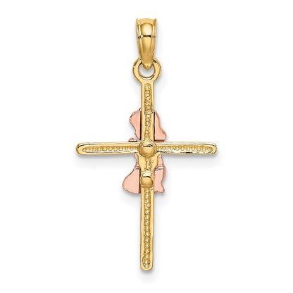 10K Two-Tone 10K Two-Tone 2-D Girl On Cross Charm