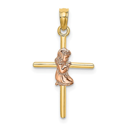10K Two-Tone 10K Two-Tone 2-D Girl On Cross Charm