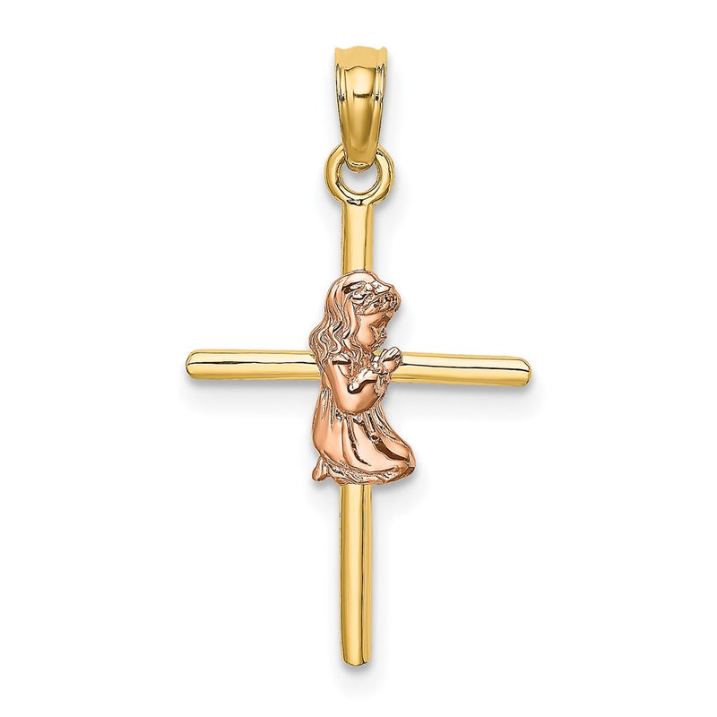 10K Two-Tone 10K Two-Tone 2-D Girl On Cross Charm