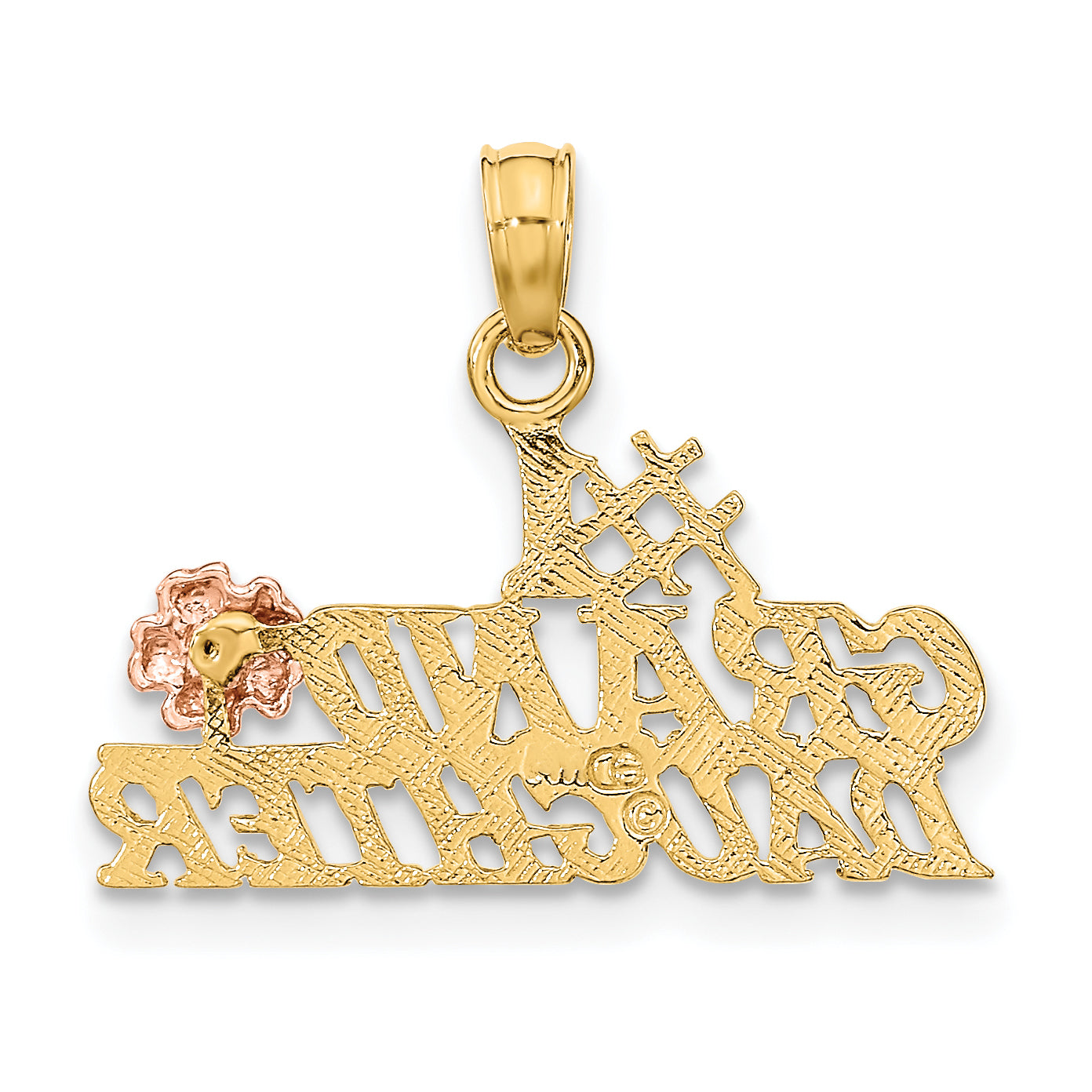 10K Two-Tone Two-Tone #1 Granddaughter W/ Flowers Charm