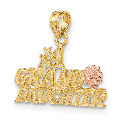 10K Two-Tone Two-Tone #1 Granddaughter W/ Flowers Charm