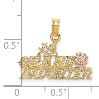 10K Two-Tone Two-Tone #1 Granddaughter W/ Flowers Charm