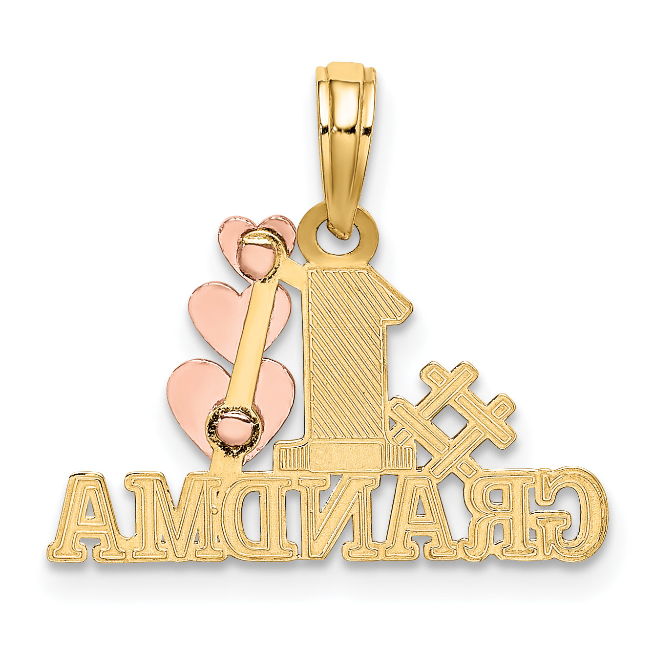 10K Two-Tone Two-Tone #1 Grandma W/ Three Hearts Charm