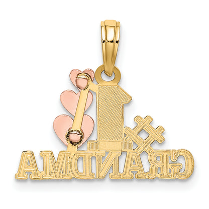 10K Two-Tone Two-Tone #1 Grandma W/ Three Hearts Charm