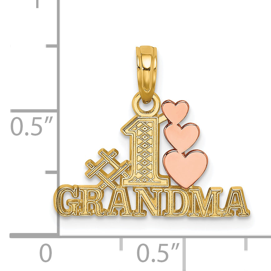 10K Two-Tone Two-Tone #1 Grandma W/ Three Hearts Charm