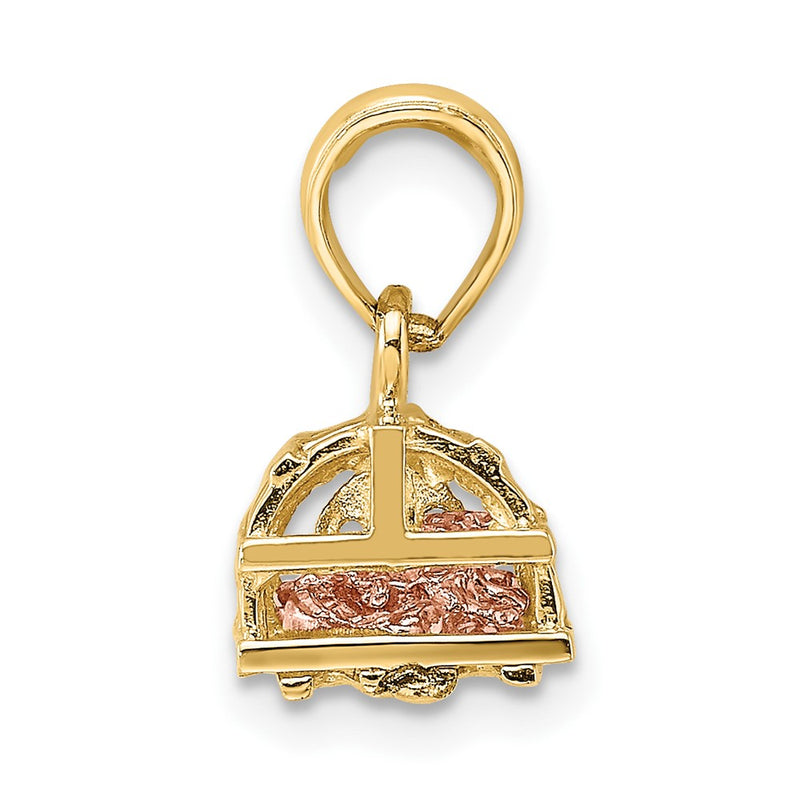 10K Two-Tone 10K 3D Lobster Trap W/Moveable Pendant
