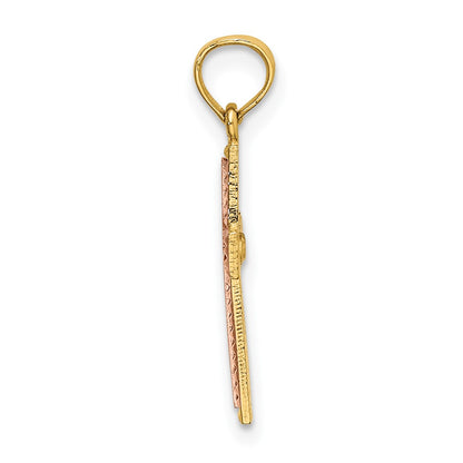 10K Two-Tone Polished Cross Charm