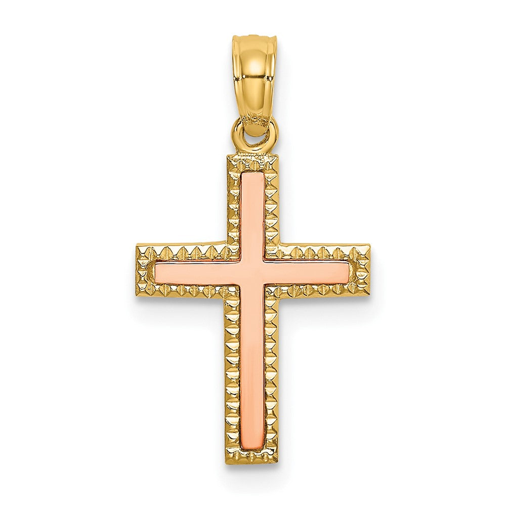 10K Two-Tone Polished Cross Charm