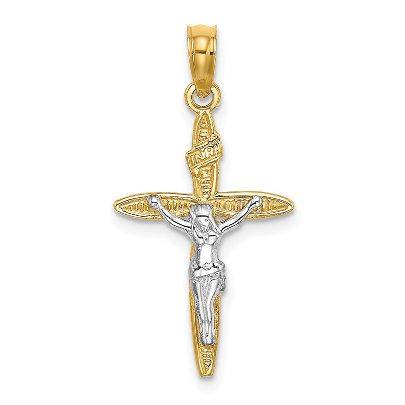10K Yellow W/Rhodium 10K W/ Rhodium Inricrucifix Charm