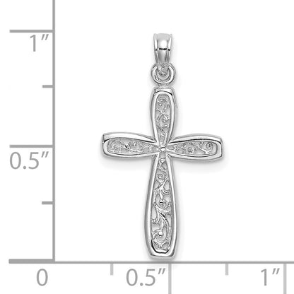 10K White Gold 10K Filigree Cross Charm