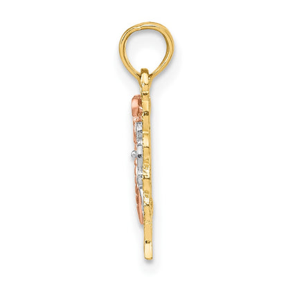 10K Two-Tone 10K W/White Rhodium Butterfly Cut-Out Charm