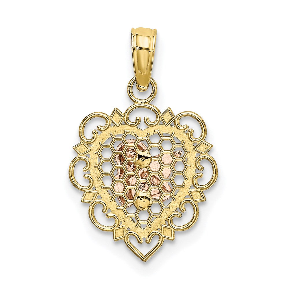 10K Two-Tone 10K W/Rhodium Small Angel In Heart Charm