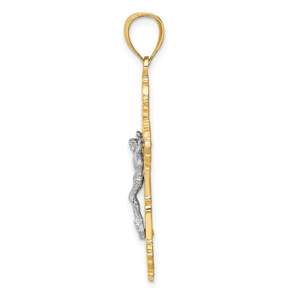 10K Two-Tone 10K Crucifix W/ Scrolled Tips Charm