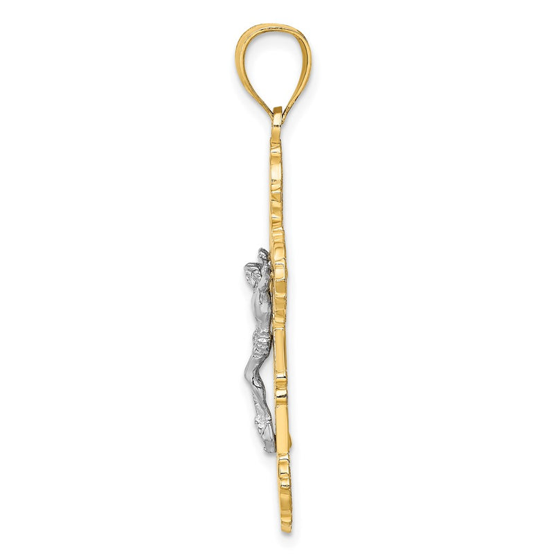 10K Two-Tone 10K Crucifix W/ Scrolled Tips Charm