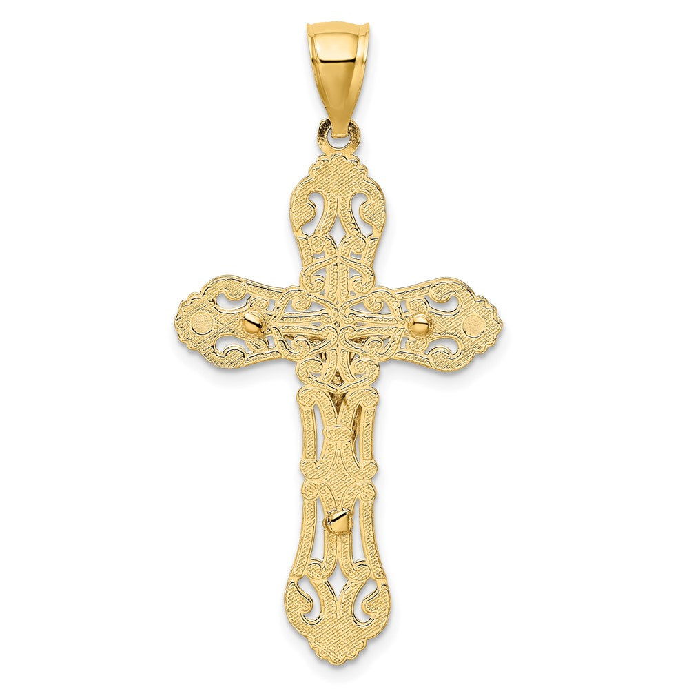 10K Yellow W/Rhodium 10K W/ Rhodium Crucifix Scrolled Tips Charm