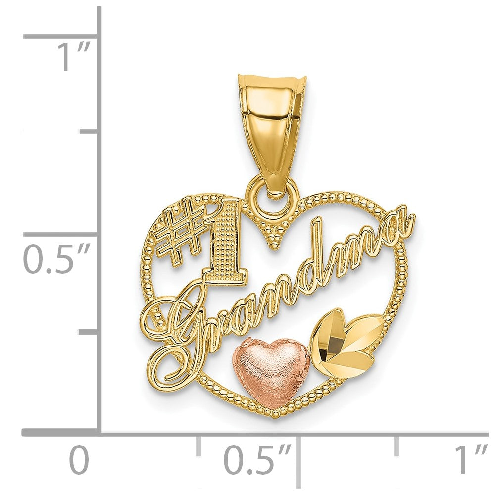 10K Two-Tone 10K Two-Tone #1 Grandma In Heart Frame Charm