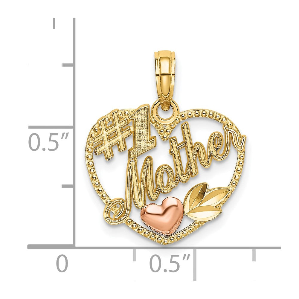 10K Two-Tone Two-Tone Heart W/ #1 Mother Charm